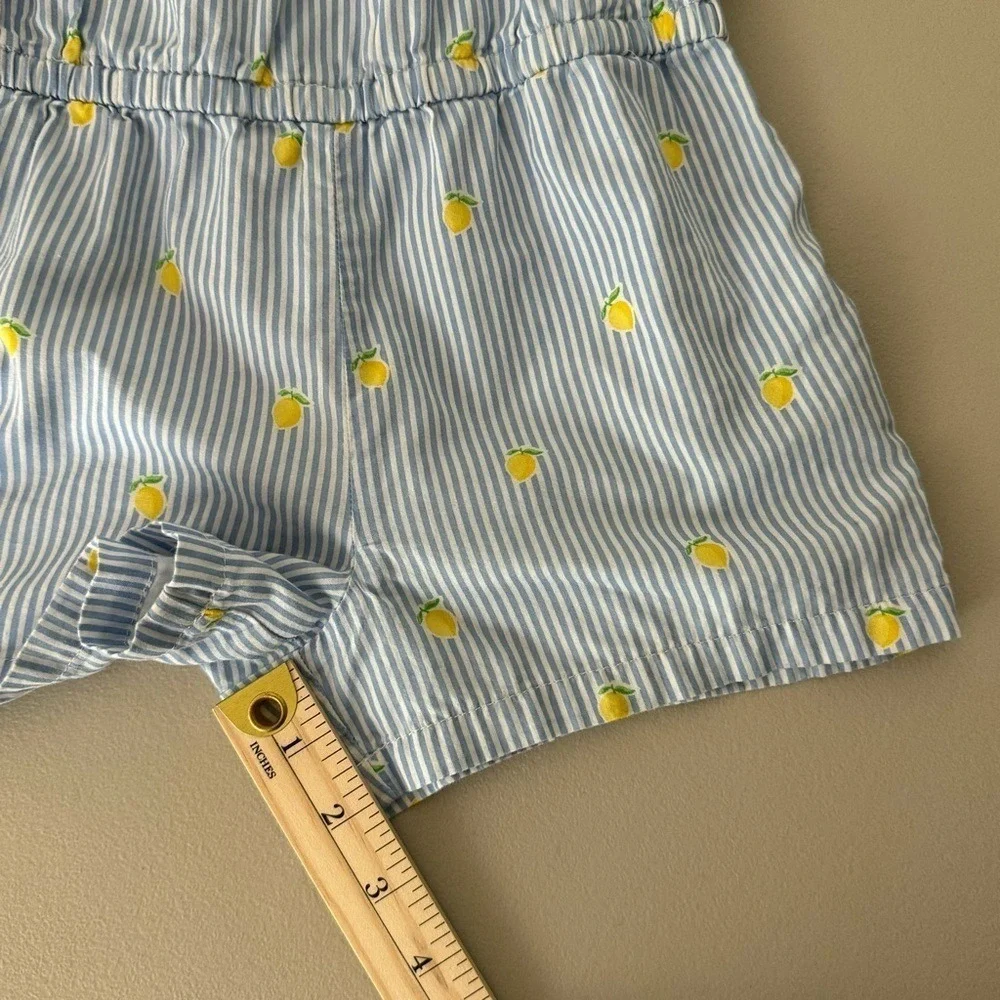 Janie & Jack Girls Romper 4T/5T Blue Stripe Lemon Ruffle Beach Vacation Cotton - Picture 8 of 13